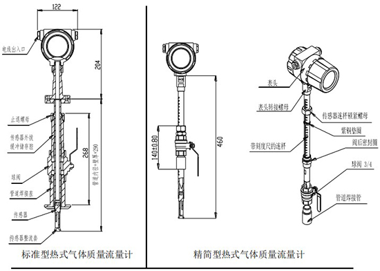 測壓縮空氣熱式流量計插入式結(jié)構(gòu)圖